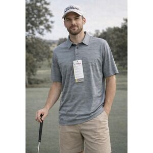 Grand Slam Performance Polo Shirt XL Gray UPF 15 Stretch Golf NWT